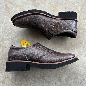 Roper Ricochet Brown Leather Square Toe Slip-On Loafers Women’s Sz 5.5